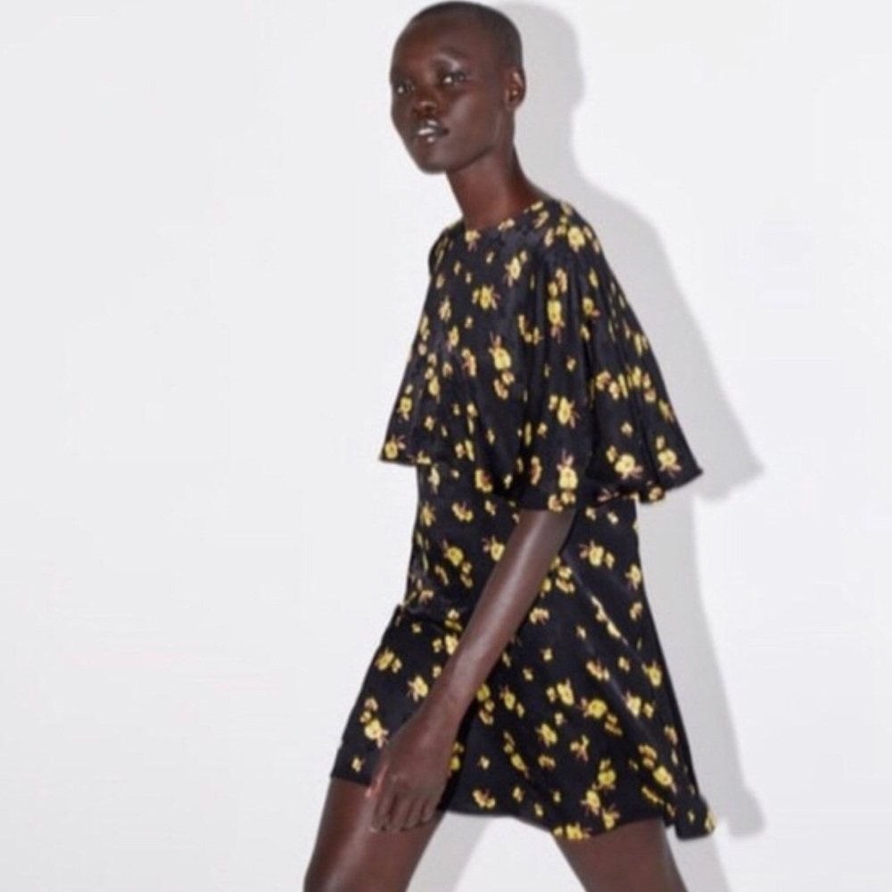 Zara Floral Capelet Minidress NWT Sz M